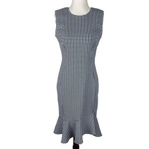 Calvin Klein Blue/Black/White Gingham Ruffle Hem Dress